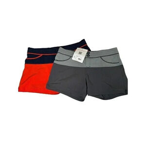 Patagonia Womens Stretch Shorts Colorblock Wavefarer Size 4 Set of 2 Orange Grey